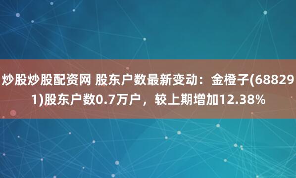 炒股炒股配资网 股东户数最新变动：金橙子(688291)股东户数0.7万户，较上期增加12.38%